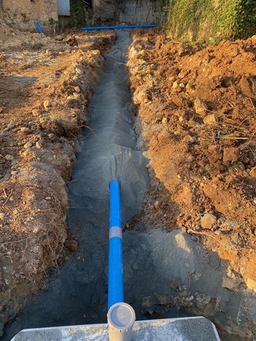 Chantier de réhabilitation maison individuelle fosse et épandage près de Toulonjac
